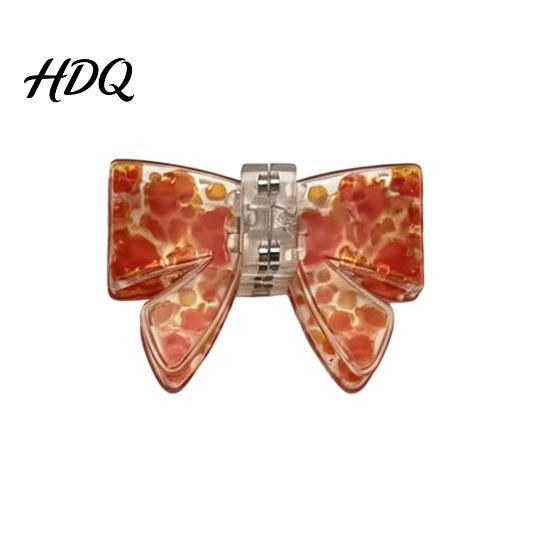 Hair Clip Magnetic Clip Bow Shape Pin with Leopard Marble Durable Patterns DIY Seamless Hairstyling Accessories for Easy Half-Up Hairstyles оранжевый