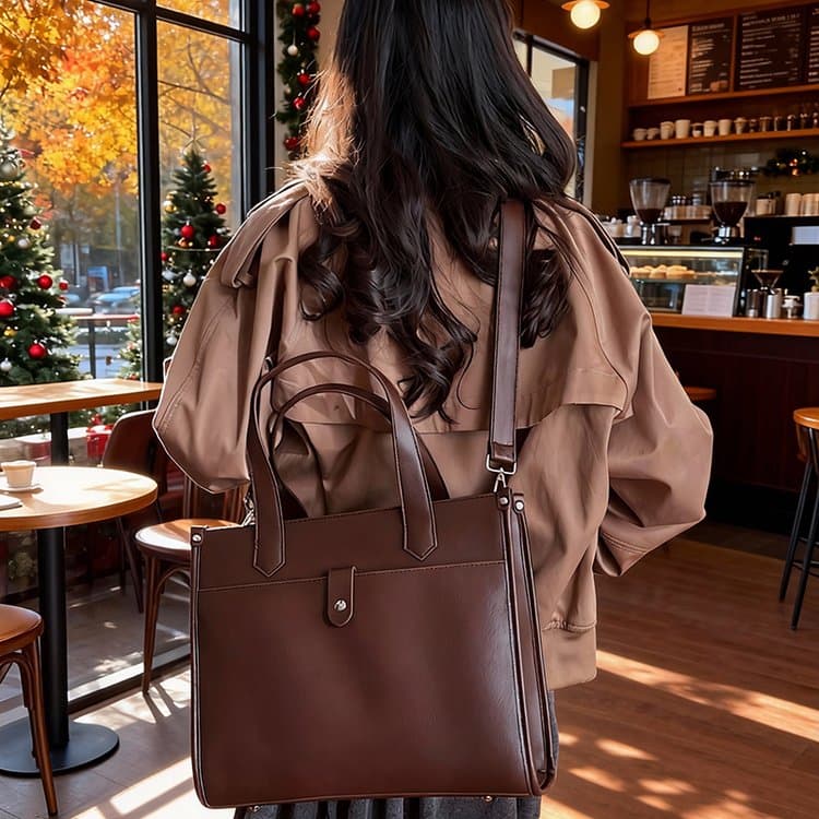 Vintage große Leder-Tragetasche Damen-Handtasche