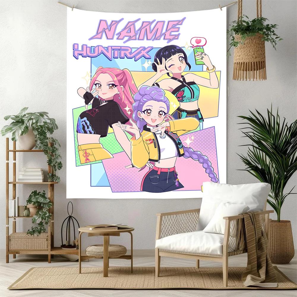 Kpop Demon Hunters Custom Your Name Wall Decor Tapestry Art For Pet Memorial Birthdaywedding Party Backdrop Family Gift