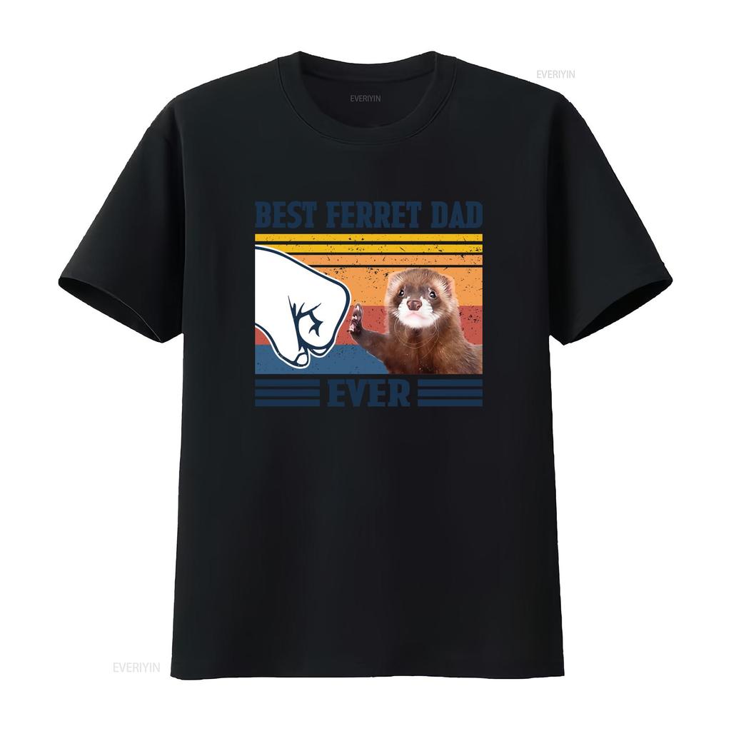 Best Ferret Dad Ever Fathers Day 2024 Trendy T Shirt with Cute Fist Bump Design Vintage Washed Breathable Stylish