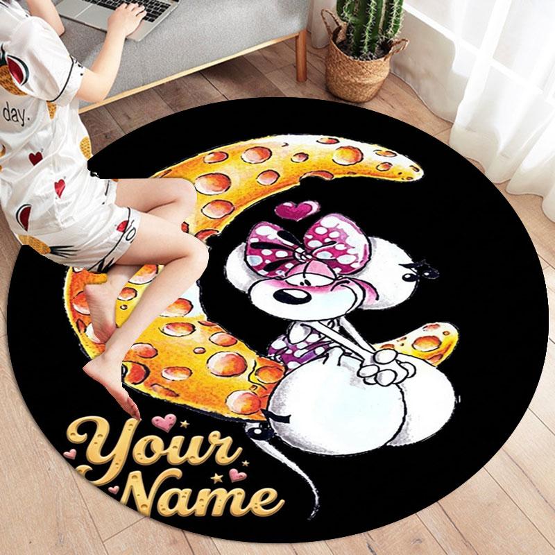 Diddl Custom Name Round Area Rug,Carpet Rug for Living Room Bedroom Sofa Playroom Decor,Non-slip Floor Mat