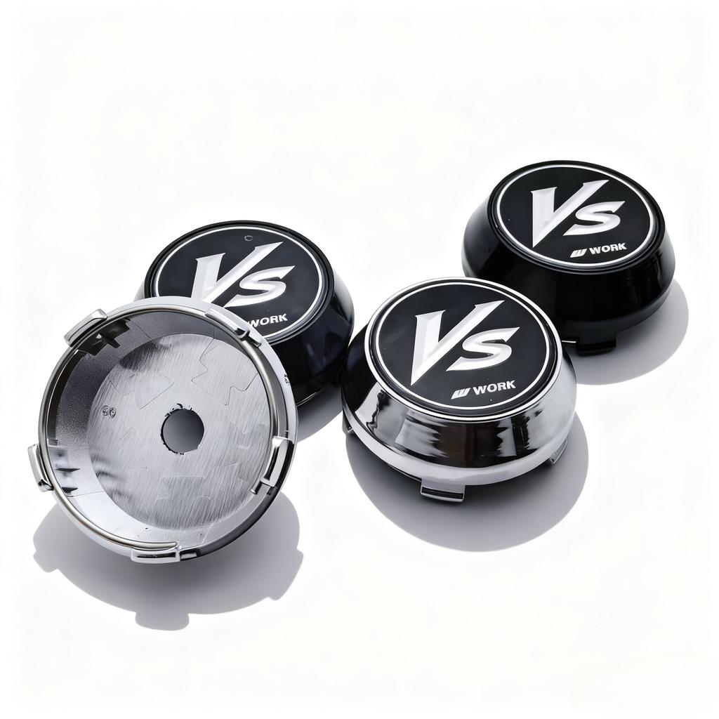 4pcs VS W Work Logo Emblem Car Wheel Center Caps OD 60MM 56MM Wheels Hub High Cap JDM VS Badge Rim Hubcaps Cover Car Accessories