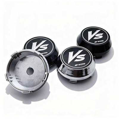 4pcs VS W Work Logo Emblem Car Wheel Center Caps OD 60MM 56MM Wheels Hub High Cap JDM VS Badge Rim Hubcaps Cover Car Accessories