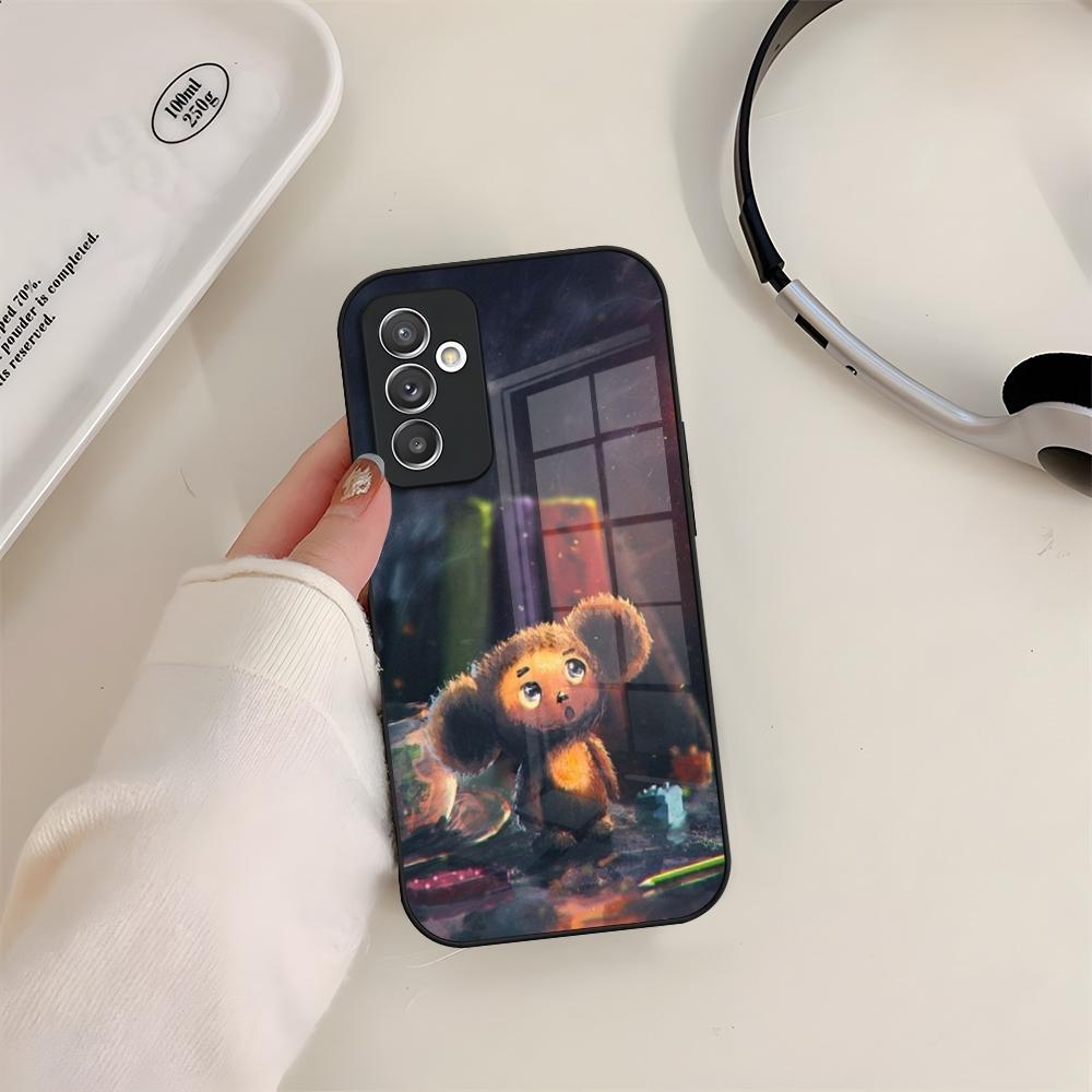 Cheburashka Phone Case Glass For Samsung S24 S26 S23 S20 S25 S21 S22 Ultra Fe Plus A05 A06 A16 A26 A36 A56 Coque