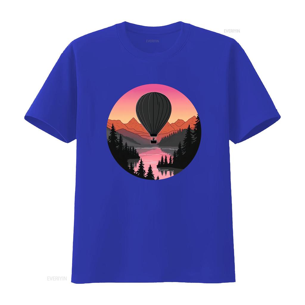 Pretty Flying Hot Air Balloon Cool Sunset Ballooning Lovers T Shirt Vintage Washed Designer Clothes Slightly Breathable