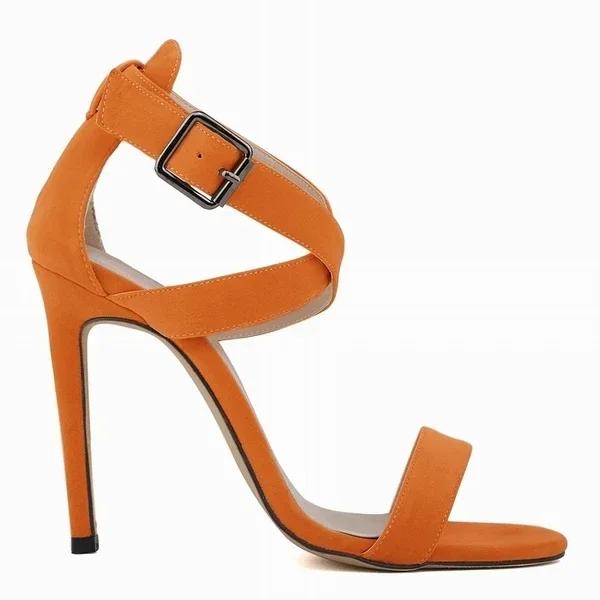 Women Sandals Stilettos  Summer Sexy Pumps 11cm Peep Toe Ankle Strap Velvet Thin High Heels Ladies Party Dress Wedding Shoes