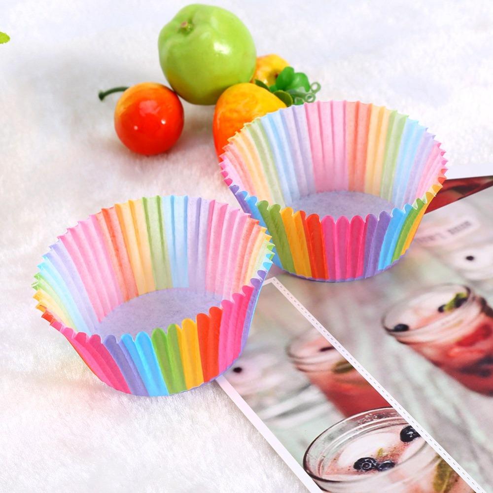 Rainbow Color Colorful Cupcake Liners Greaseproof Nonstick Cake Molds Cake Baking