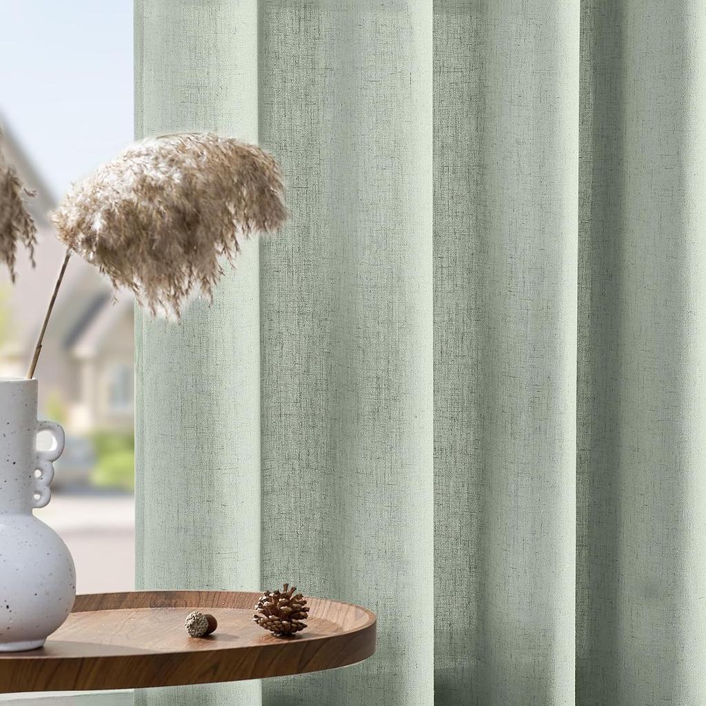 Solid-Color Translucent Curtains, Suitable for Living Rooms, Bedrooms, Dining Rooms, Balconies, Offices, Farmhouses, Machine Washable, Grommet Top