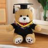 Graduation Doctor Bear Plush Toy with Hat & Red Bow Tie - Customizable Logo Option