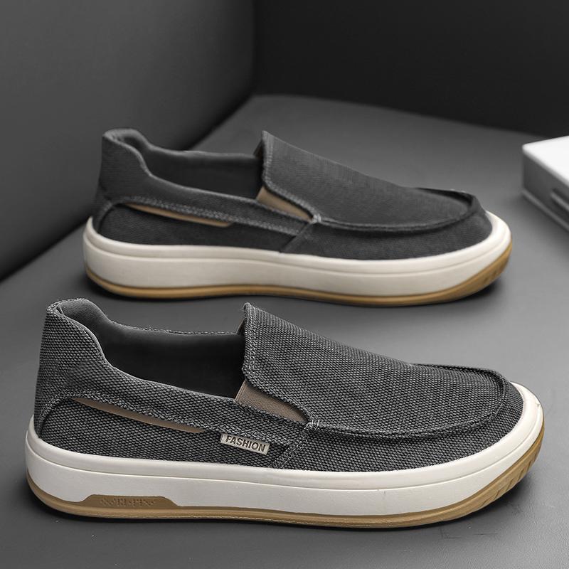 Summer Men Shoes Canvas Sneakers Men Platform Casual Walking Shoes Slip On Male Loafers Man Breathable Street Lazy Shoes