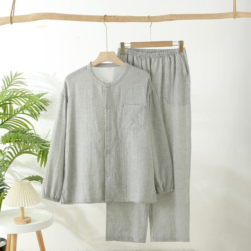 

Пижама унисекс из хлопковой марли: Легкая, свободная, домашняя одежда с длинными рукавами для весны и осени M