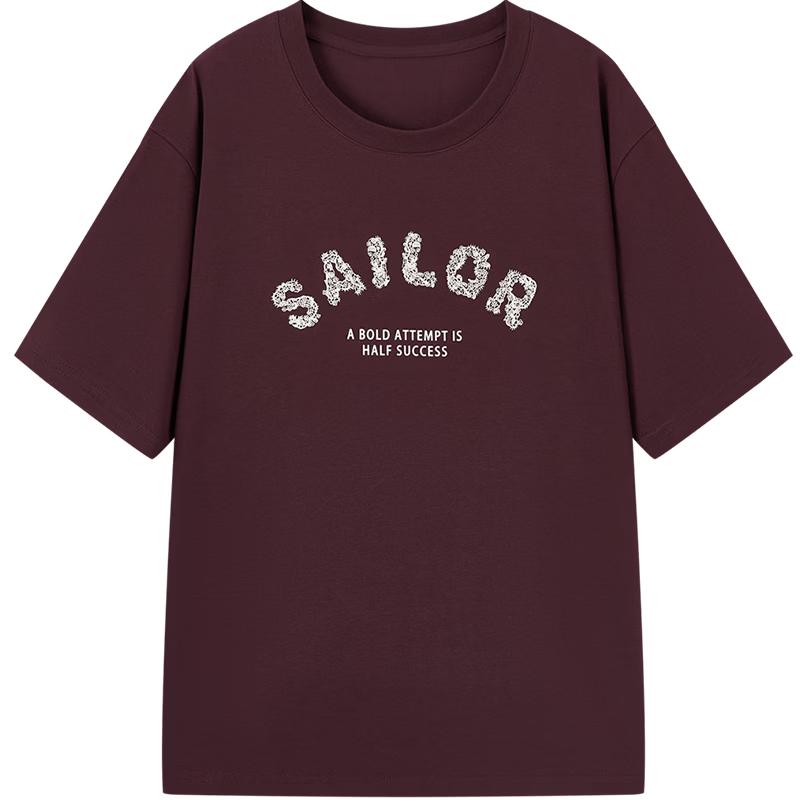 Aijutu Women s Loose Drop-Shoulder Letter Print T-Shirt M