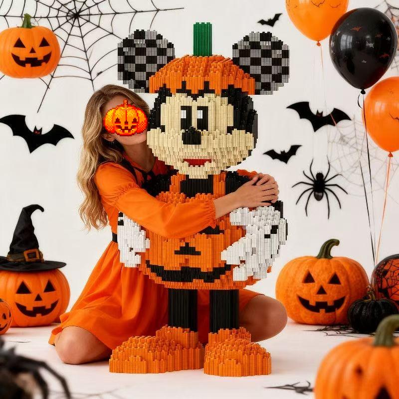 Halloween Pumpkin Mickey Puzzle Ornaments Kids Building Blocks Toy 3D Stereoscopic Puzzle Models Puzzle Toys Birthday Gifts