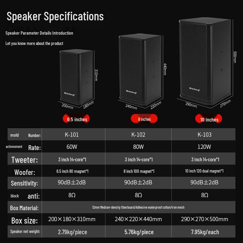 Boxe KTV Profesionale pentru Casă QIASHENG K-101 de 6,5 inch (Versiunea CN)