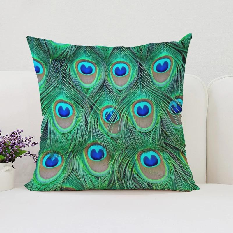 Europe and the United States Sofa Cushion Sets Beautiful Peacock Double-sided Printed Pillow Covers Chair Lumbar Cushion 45x45cm
