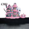Holiday Home Decoration Halloween Witch Decorative Wood Serving Tray with Handle, Ghost Pumpkin Castle Table Decor Trick or Treat Dessert for