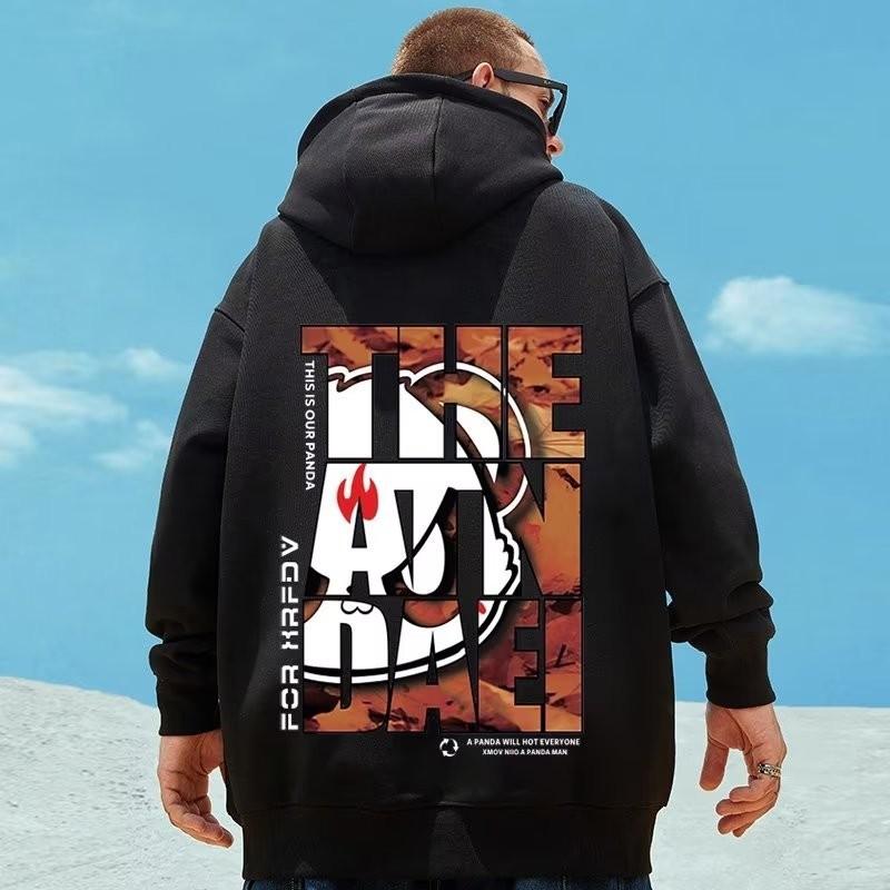 

Мужское худи оверсайз, модное, свободного кроя, в американском уличном стиле, с принтом злой панды, с длинным рукавом, парная одежда S