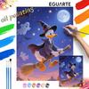 Donald Duck Witch Broom Magic Moon Stars Handmade Diy Oil Painting Digital Painting Kit Home Living Room Wall Art Decor