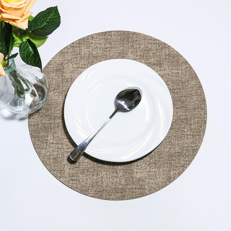 Round PU Leather Placemats Dual-Sided Non-Slip Heat-Resistant Table Mats Home Hotels Dining
