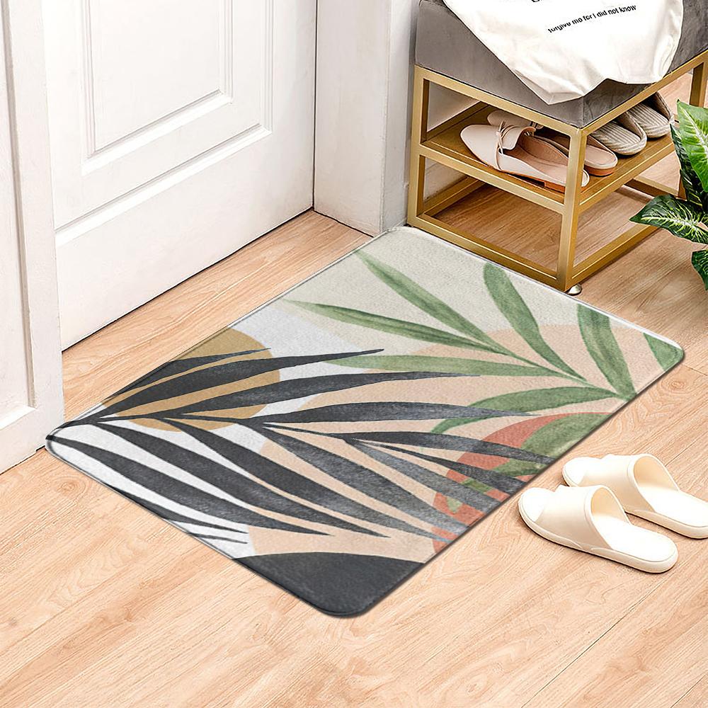 Green Plant Rainforest Leaf Carpet Living Room Carpet Hallway Balcony Doormat Kitchen Bathroom Non-slip Floor Mat Bedroom Rug