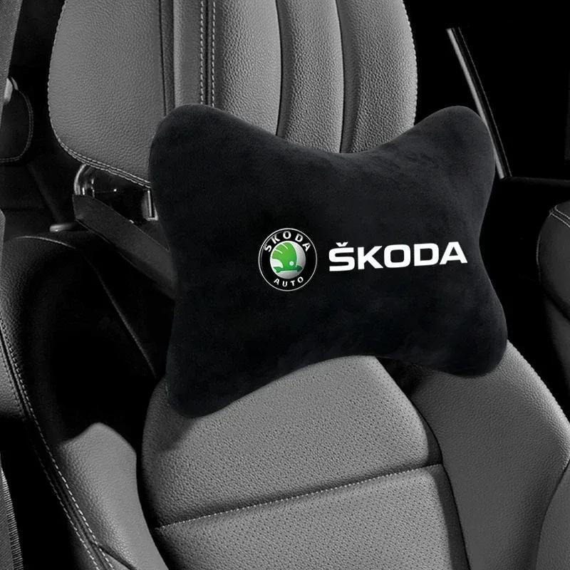 Poduszka pod szyję do samochodu Ochraniacz zagłówka z pluszu Uniwersalna poduszka na zagłówek i oparcie Do Skoda FABIA YETI KAMIQ KODIAQ SUPERB RAPID
