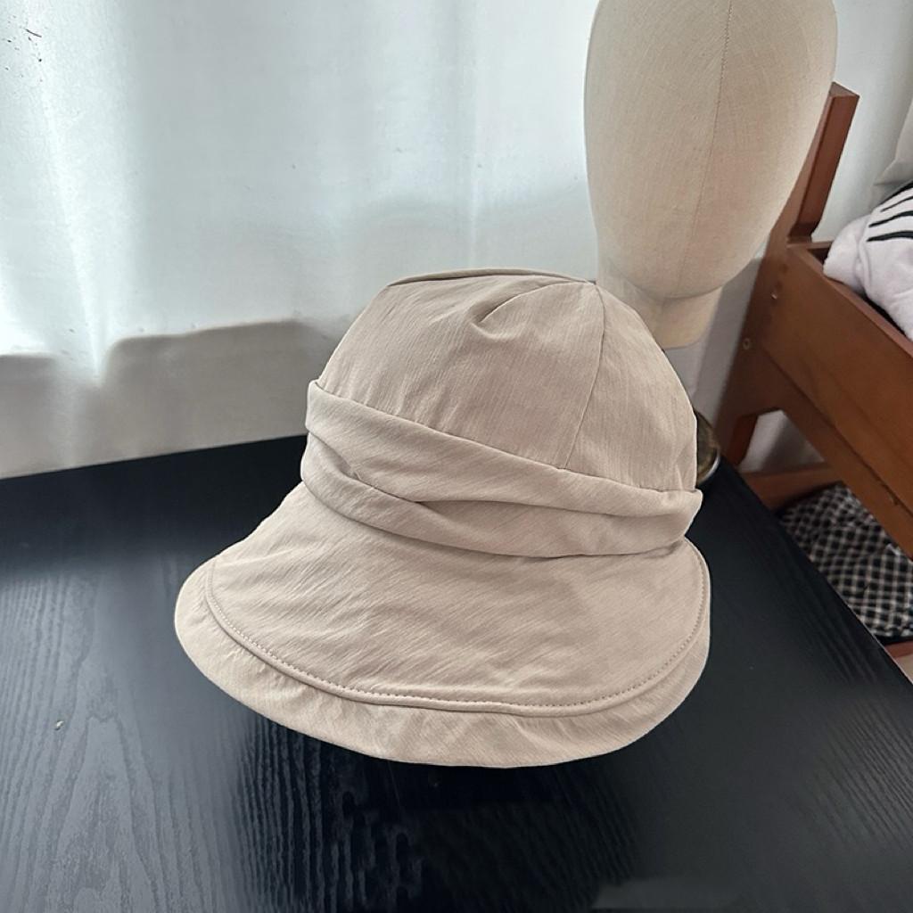 Summer  Simple Solid-Colour Fisherman's Hat Casual and Versatile Rolled-Brim Bucket Hat Face-Covering UV Protection UPF50+