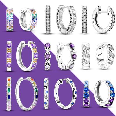 925 Sterling Silver Authentic Women Hoop Earrings Sparkling Pave CZ Jewelry Simplicity Earring Gift For Female Girl Friends