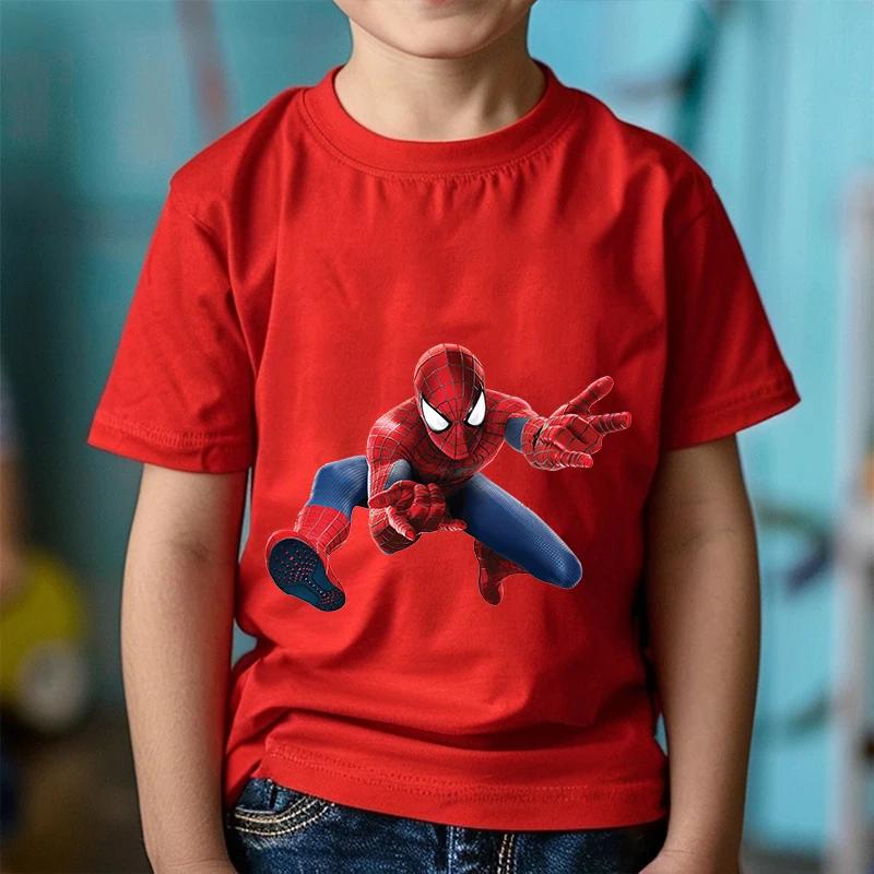 Tendencias de Moda Estampado de Dibujos Animados Anime Spider-Man Ropa para Niños y Niñas Camiseta en Verano Ropa Infantil Manga Corta