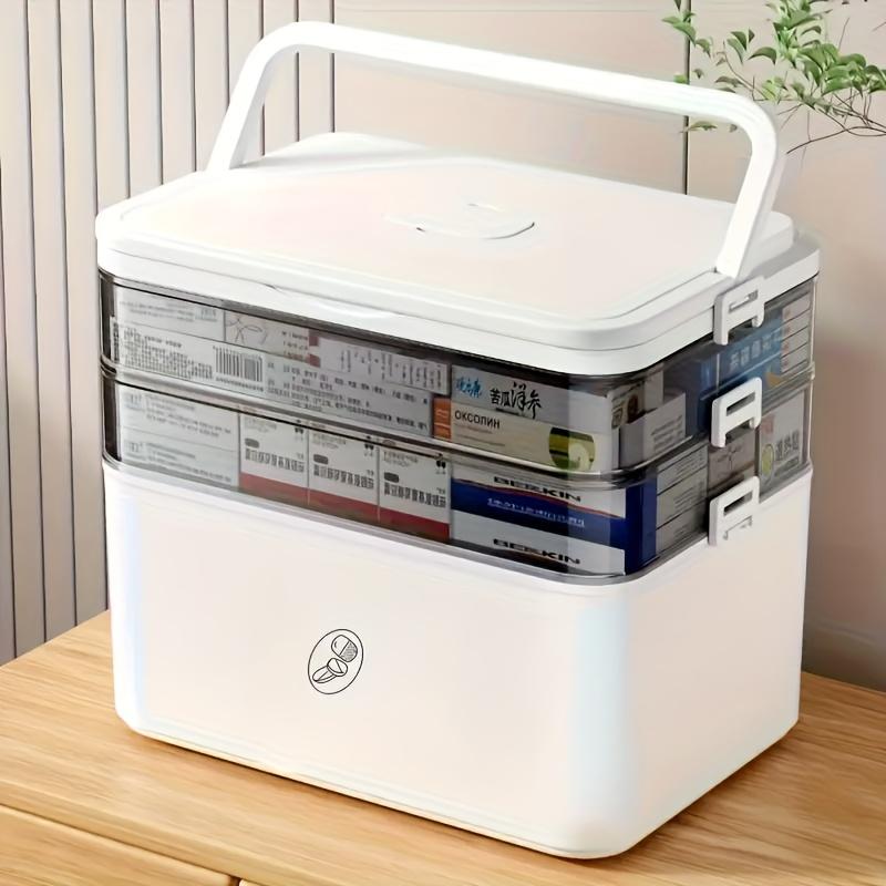 

Вместительный многослойный прочный пластиковый ящик для хранения - Портативный, легко моющийся органайзер для таблеток, офисных и ванных принадлежностей - Прозрачный дизайн 30*16.5*24cm