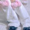 Long Foot Cover Leg Warmers Goth Anime Sweet Pink Bowknot Cosplay Ruffled Hem Plush Knee High Socks for Women Girls