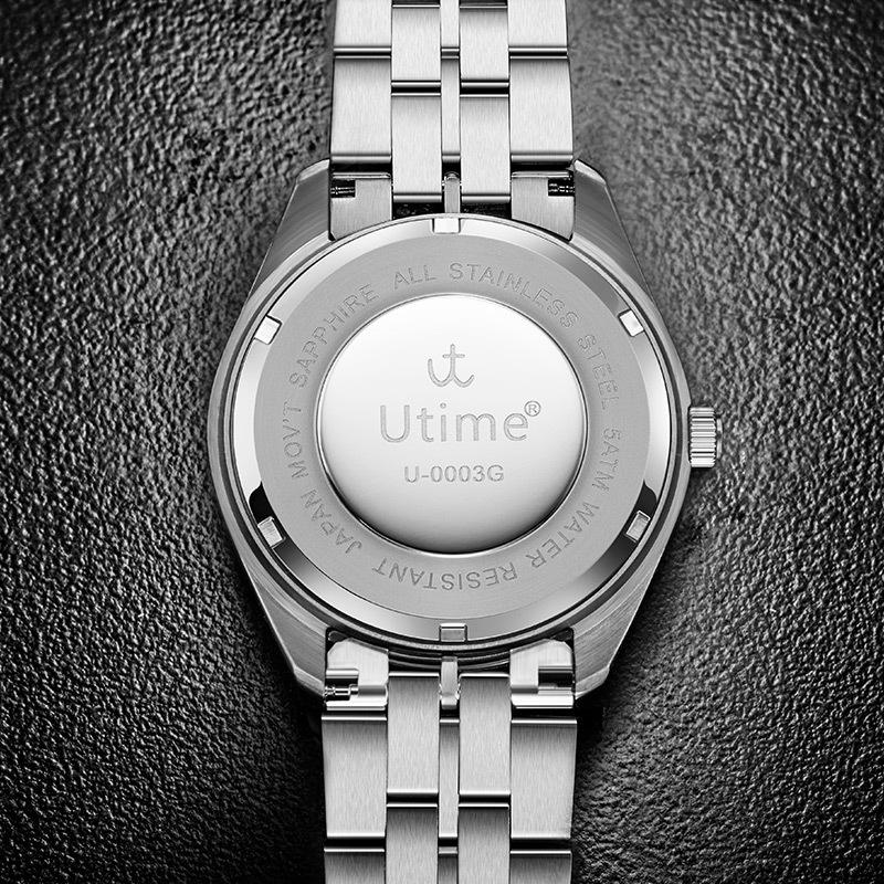 Utime High-End Men'S Watch Stainless Steel Leather Waterproof Quartz Watch Business Men'S Watch Men'S