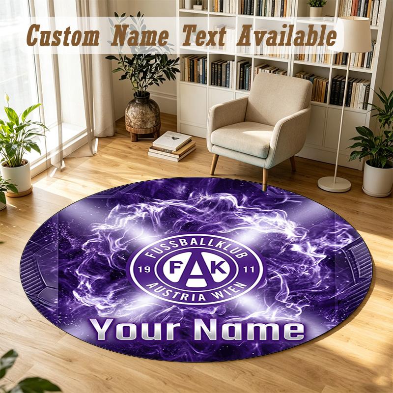 Round Rug Custom NameAustria Wien FC Pattern Non Slip Carpet Home Floor Decor