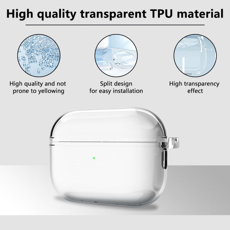 XDcase Transparente TPU-Schutzhülle für Ohrhörer mit Karabiner