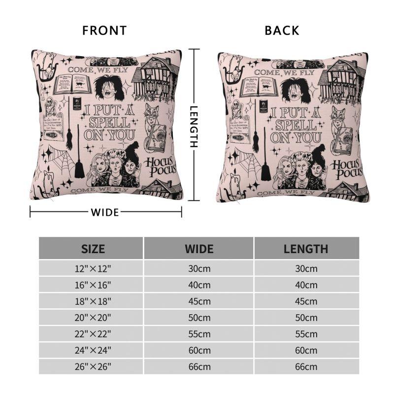 Custom Hocus Pocus Witches Pink Halloween Cushion Cover Velvet Modern Pillow Case