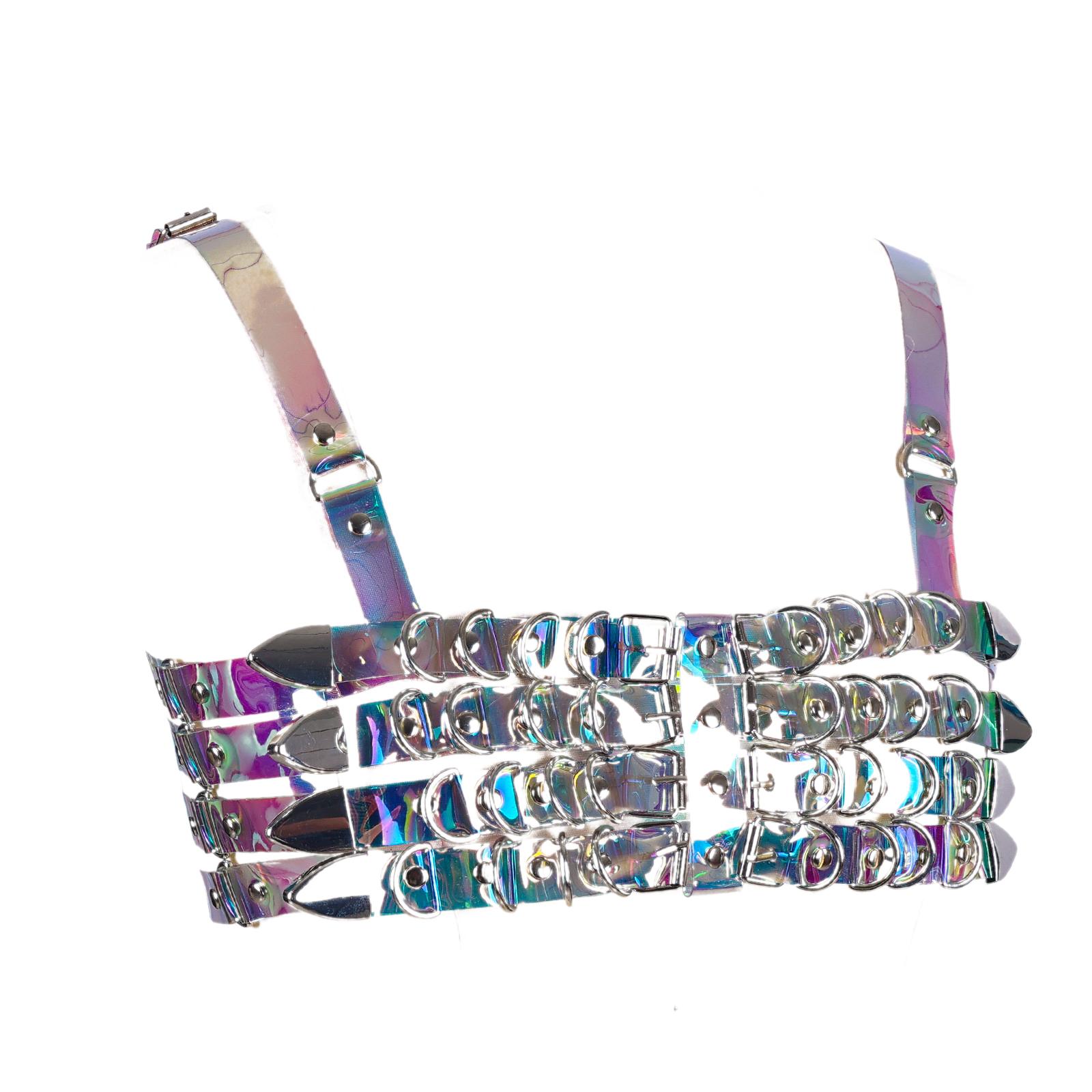 

Punk Chest Chain Belt for Women Layered Harness Chest Chain for Dance Prom Halloween Rock Bands PU Belt Harness різнокольоровий
