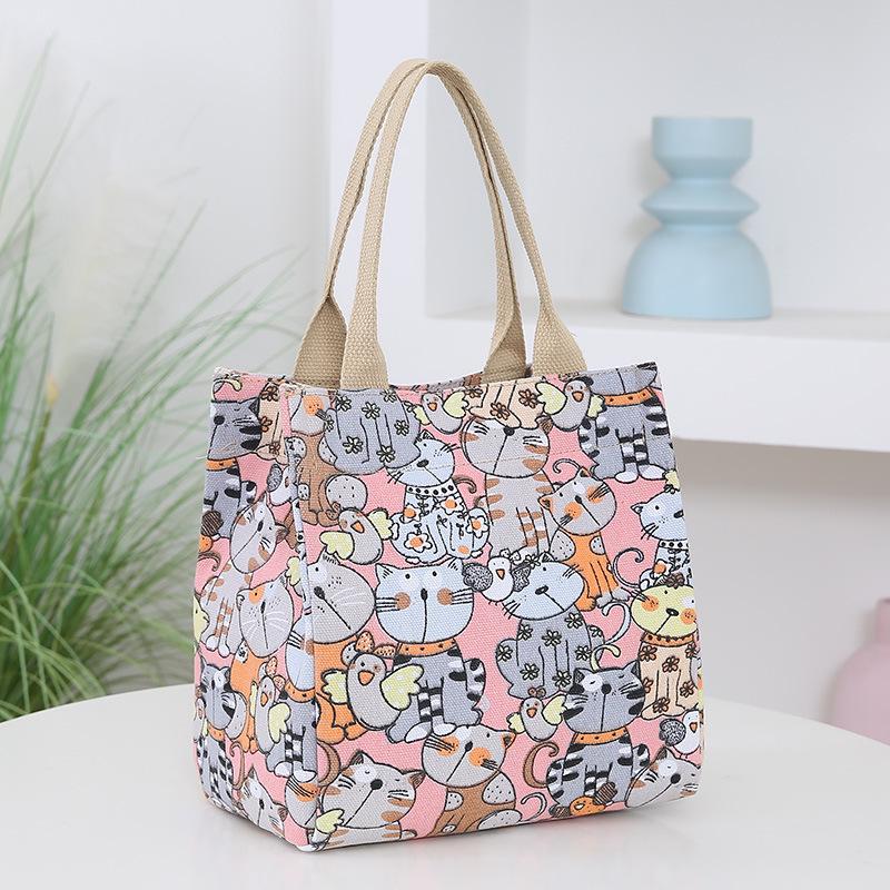 Cat Print Canvas Tote: Portable Lunch, Picnic & Work Bag
