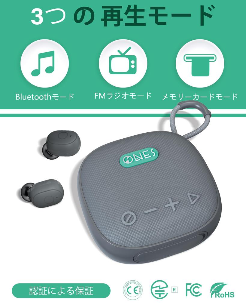 ONES MusPlay Portable Speaker with Wireless Smart 5W Loud Volume Earphone Memory Lightweight and Compact Earphones, 2-in-1 Bluetooth, Hi-Res Sound,