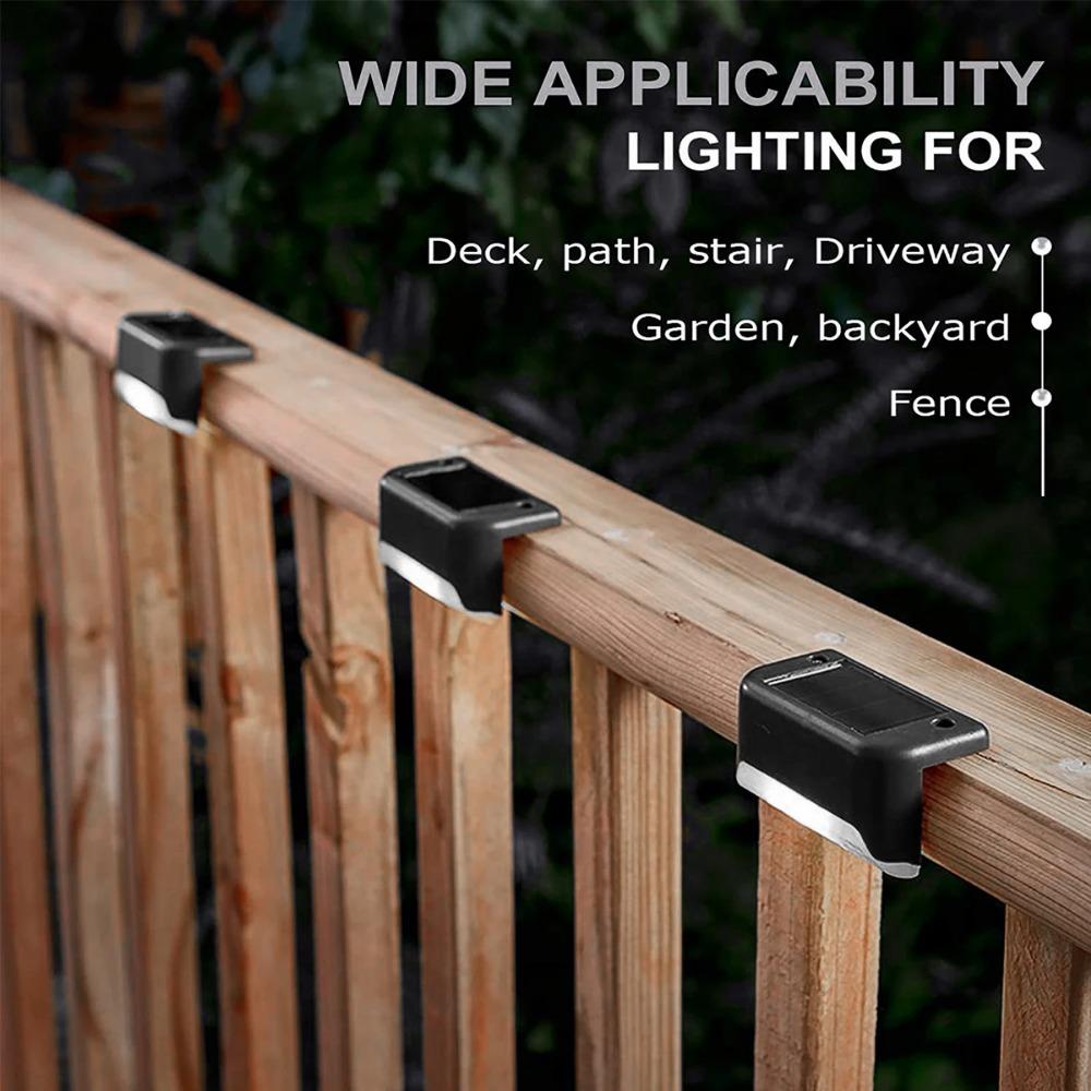 Warm White LED Solar Step Lamp Path Stair Outdoor Garden Lights Waterproof Balcony Light Decoration for Patio Stair Fence Light