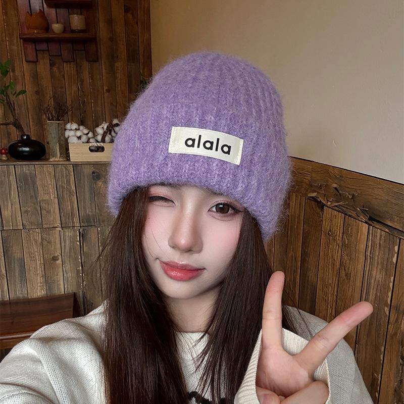 New Trend Curled Ear Protection Woolen Hat Winter Warm Thickened Knitted Hat Big Head Circumference Woolen Hat