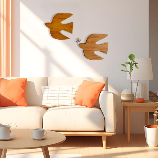 Wood Flying Birds Wall Decor Vintage Wooden Wall Hanging Pigeon Sculpture for Nursery Living Room Bedroom Farmhouse Wall Decor