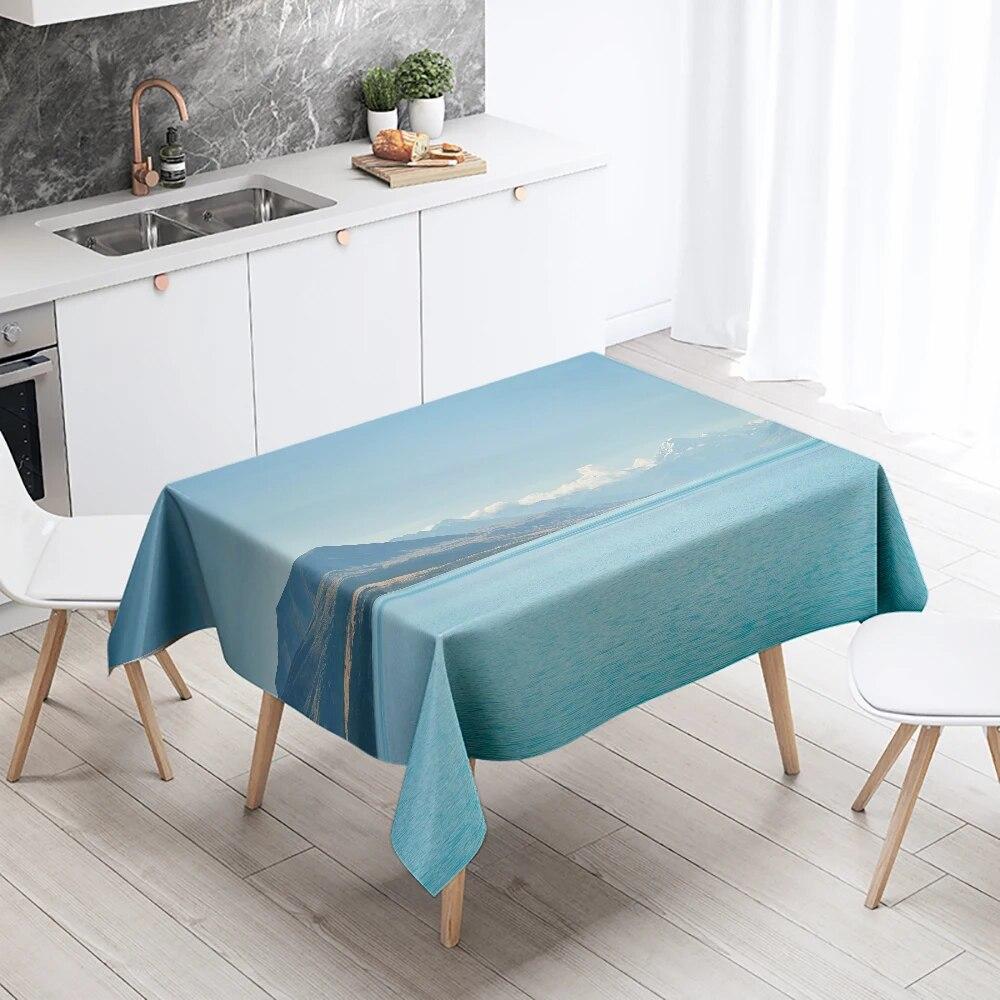 Tischdecke mit Meereslandschaft, Sonnenuntergang, schmutzabweisend, wasserdicht, rechteckig, für Küche, Esstisch, Heimdekoration