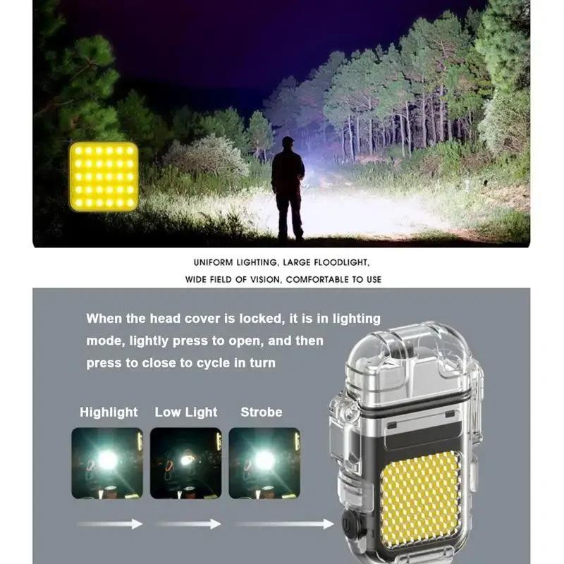 Linterna recargable de venta caliente luz de trabajo COB multifuncional mini linterna LED luz llavero encendedor de cigarrillos