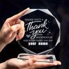 Personalized Crystal Trophy with Heart Design - Custom Name Engraved, 8-Sided Hexagonal Base, Ideal for Employee Appreciation, Teacher Gifts