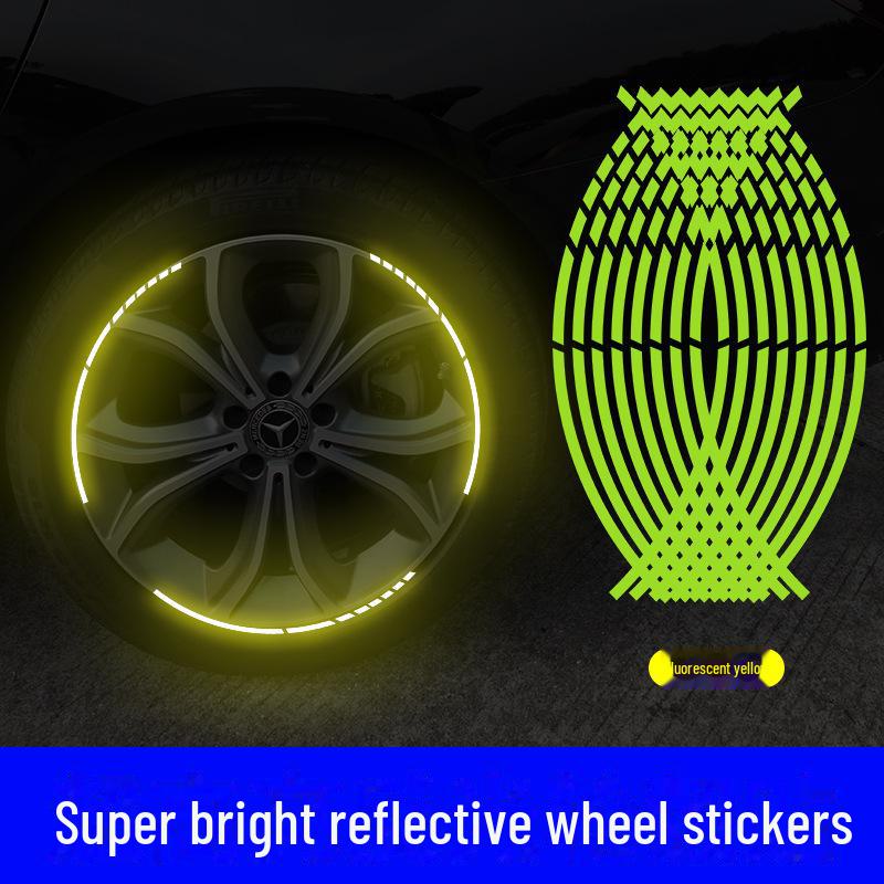 

Светящиеся светоотражающие наклейки на колеса автомобилей и мотоциклов флуоресцентный желтый