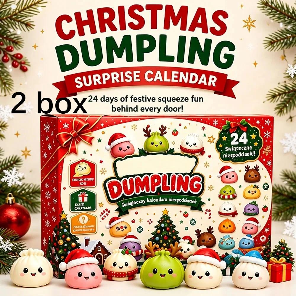 2026 Advents Kerst Squishy Kalender, 24 Dagen Aftellen Verrassingsdoos, Dumpling Langzame Terugslag Squishies Knijp Sensorisch Cadeau L