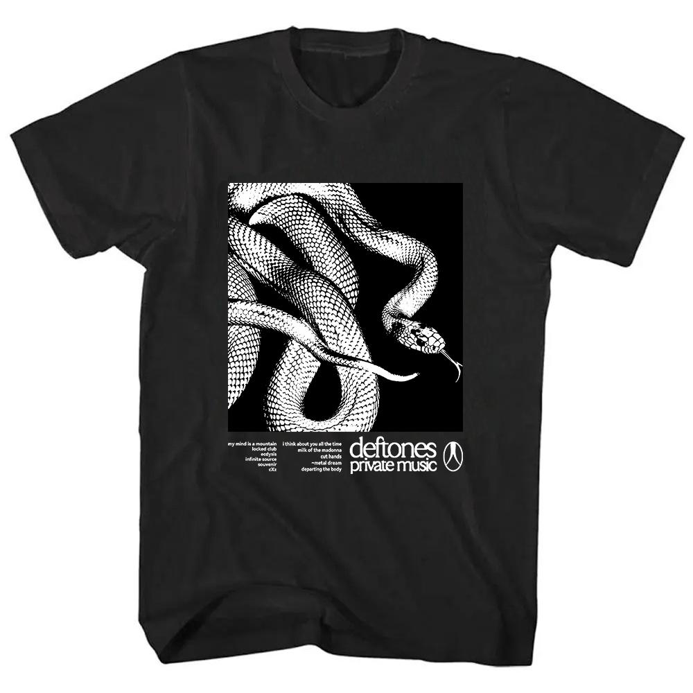 Soukromý hudební seznam skladeb Trička Deftones Rocková kapela Potisk Tričko Bavlna Volné Krátký rukáv Tričko Ženy Muži Unisex Streetwear