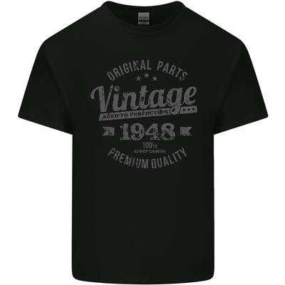 Vintage Year 77th Birthday 1948 Mens Light Cotton T-Shirt Black Unisex T-Shirt