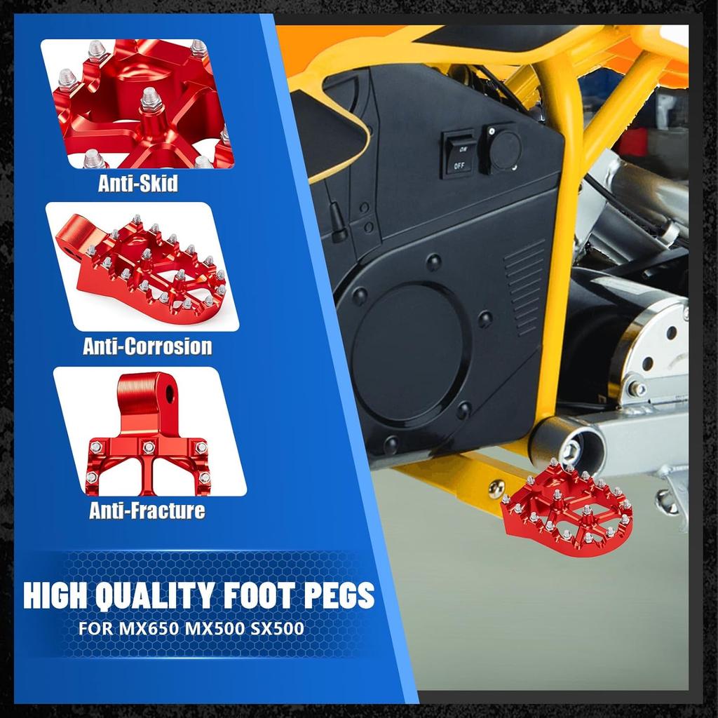 Dirt Bike Foot Pegs Footpegs Rest Pedal CNC for MX 650 500 MX650 MX500 SX500 MX350 Electric Dirt Bike Red