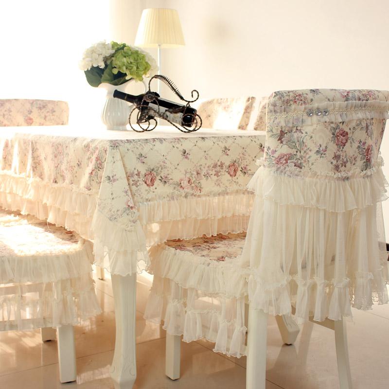 New Lace Dining Table Cloth Chair Cover Backrest Cover Household Dustproof Table Mat Minimalist Anti Slip Chair Cushion Cover