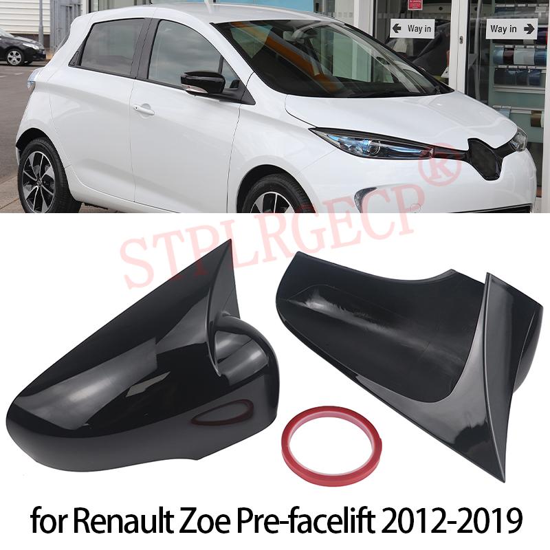 For Renault Zoe Pre-facelift 2012-2016 2017 2018  Bright Black Pattern Sticker On Side Mirror Covers Cap Horn Shape